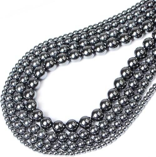 Bymitel 4mm Natural Black Hematite Metallic Round Beads Gemstones Genuine with 200pcs DIY Jewelry Making Unisex (4mm 200pcs, Black Hematite) - color: Black Hematite, size: 4mm 200pcs