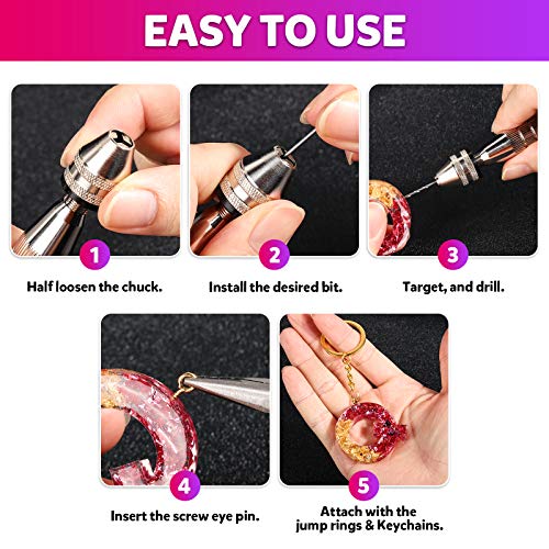 LEOBRO Hand Drill, 222 PCS Pin Vise Hand Drill with Drill Bits(0.8 mm-3 mm), Needle Nose Pliers, Keychain Making Kit, Jewelry Making Supplies, Hand Drill Tools for Jewelry Keychains Making