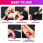 LEOBRO Hand Drill, 222 PCS Pin Vise Hand Drill with Drill Bits(0.8 mm-3 mm), Needle Nose Pliers, Keychain Making Kit, Jewelry Making Supplies, Hand Drill Tools for Jewelry Keychains Making
