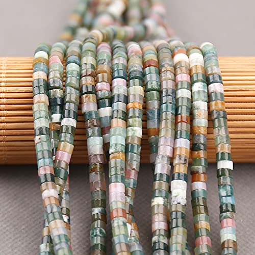 150PCs Natural India Agate Spacer Beads, Loose Semi Precious Flat Round Gemstone Heishi Disc Stone Beads for Beading Jewelry Making 4mm*2mm 38cm - color: India Agate, size: 4MM*2MM