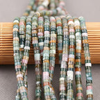 150PCs Natural India Agate Spacer Beads, Loose Semi Precious Flat Round Gemstone Heishi Disc Stone Beads for Beading Jewelry Making 4mm*2mm 38cm - color: India Agate, size: 4MM*2MM