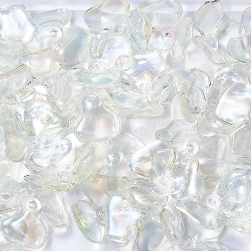 Ornaland 50Pcs Acrylic Flower Beads for Jewelry Making Floral Charms Spacer Beads for Bracelets Necklace DIY Craft(Clear AB) - color: Clear AB