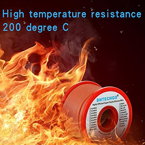 BNTECHGO 30 Gauge Silicone Wire Spool 50 ft Orange Flexible 30 AWG Stranded Tinned Copper Wire - size: 30 gauge silicone wire 50ft, style: Orange