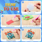 Huquary 24 Sets Father's Day Diamond Art Painting Keychains Kits 5D Dad Diamond Art Keyrings Charm Pendants for Adults Dad DIY Craft Gifts for Father's Day Daddy Birthday Party Favors Bags Decor - style: Dad