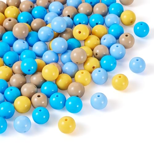 100 Pcs 11.5-12mm Bubblegum Beads Opaque Acrylic Chunky Loose Spacer Round Focal Beads for Jewelry Making Bracelet Necklace Keychain Craft Art Making,Hole:1.8mm,Deep Sky Blue - color: Deep Sky Blue