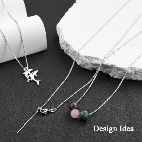 GTVOODX 10Pcs Adjustable Necklace Chains Silver Stainless Steel 0.75mm Rectangle Cable Chain Bulk with Lobster Clasps for DIY Jewelry Making - color: Sliver Rectangle Cable