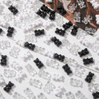 200pcs Bear Beads Black White Gummy Bear Acrylic Bear Beads Colorful Cute Bear Beadsy Bear for Necklace Bracelet Key Chains Jewelry DIY Craft Making(Blackwhite) - color: blackwhite