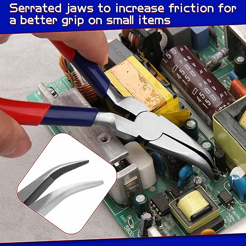 Mini Bent Chain Nose Pliers With Serrated Jaw - Precision Tool For Gripping, Bending Wires - style: Bent Nose Pliers