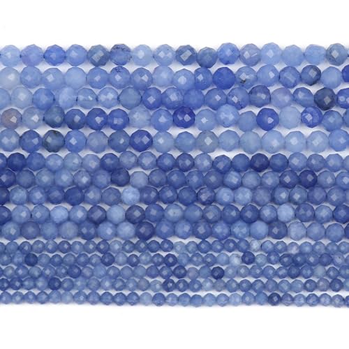 3mm 120pcs Natural Blue Aventurine Stone Beads, Songxi Small Faceted Round Loose Gemstone for Jewelry Making, DIY Art and Craft, Bracelet Necklace (1 Strand) - color: Blue Aventurine, size: 2.8-3.3mm