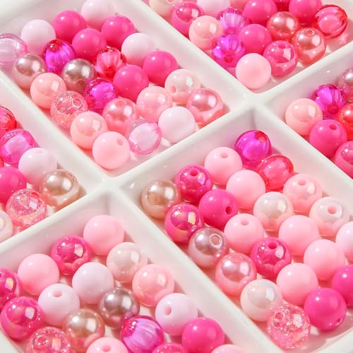 12mm Acrylic Beads 300pcs Pink Focal Spacer Bead Chunk Bubblegum Beads for DIY Crafting Necklace Bracelet Jewelry Making Keychain (Pink) - color: pink