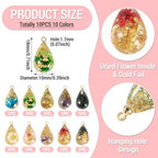 10Pcs Resin Dried Flower Teardrop Charms Transparent Natural Dried Flower Water Drop Pendants Floral Dangle Charms for DIY Earring Necklace Bracelet Jewelry Making