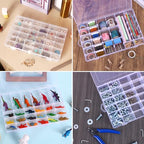 OUTUXED 4 Pack 36 Grids Plastic Bead Organizer Box with Dividers, Clear Craft Tackle Box Parts Storage Containers with Compartments for Jewelry Fishing Tackle Art DIY with 5 Sheets Label Stickers - color: 4 Pack