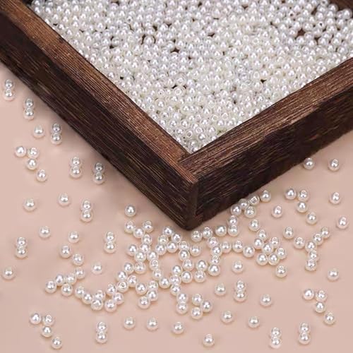 Laopottbeads 2000 Pcs Ivory White 4MM Pearl Beads for Jewelry Making Round Pearl DIY Kit for Bracelets, Earrings, Necklaces & Anklets - color: Ivory White, size: 4 mm, 2000 pcs