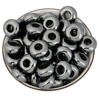 Nupuyai Pack of 30 Large Hole Stone Loose Beads for Jewelry Making, Polished Rondelle European Beads fit Charms Bracelet, Hematite - color: Silver, size: 14x8mm