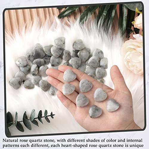 Gerrii 50 Pcs Heart Healing Stone Bulk Quartz Heart Inspirational Stones Gift for Women Love Pocket Polished Natural Energy Balancing Meditation 0.8 Inch(Black Labradorite) - color: Black Labradorite