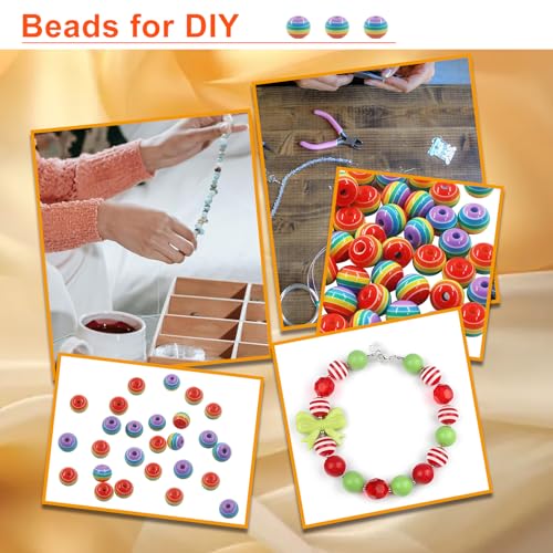 200pcs 8mm Resin Rainbow Beads, Plastic Stripe Multicolor Beads for Jewelry Making, DIY Bracelets, Earrings, Keychains & Craft Projects (Purple) - color: Purple