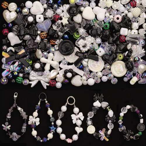 LAIDANLA Acrylic Black Beads for Bracelets Making, Black Cute Beads for DIY Necklace Keychain Phone Charm Assorted Random Mixed Kawaii Aesthetic Bead Charms 160g - color: Black