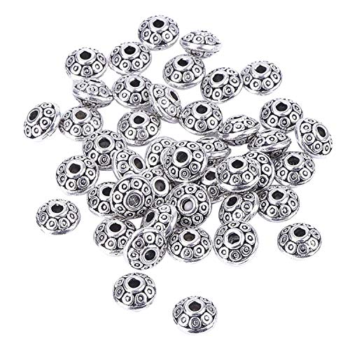 April Ya 100 Pieces 6 mm Antique Silver Spacer Beads European Style Beads for Jewelry Making