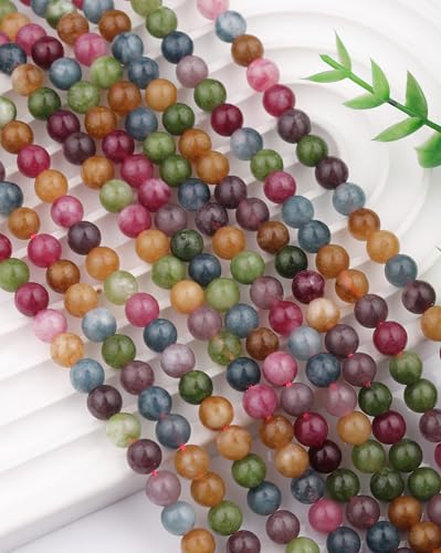Natural Stone Beads 8mm Polished Round Smooth Gemstone Beads for Jewelry Making Supplies 15 Inch(45 Beads) (Blue Tourmaline) - color: Blue tourmaline-45pcs