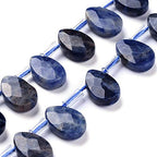 Craftdady 30Pcs Faceted Teardrop Natural Sodalite Stone Beads Top Drilled Drop Gemstone Loose Beads Energy Healing Crystal Stone 12-13x8.5mm for Jewelry Craft Necklace Bracelet Earring Making - color: Sodalite