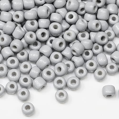 Size 6/0 Crafts Glass Seed Beads 4mm Gray Beads for Jewelry Making (Total About 100g About 1200pcs) - color: Gray
