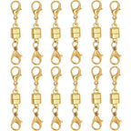 12PCS Magnetic Necklace Clasp and Closures with Double Lobster Clasp, 14K Gold Necklace Extenders for Women Jewelry Magnetic Clasps for Necklaces, Bracelet Necklace Extender - color: 12pcs gold