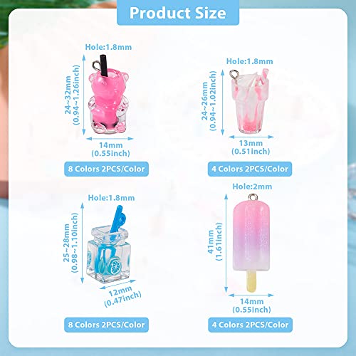 Craftdady Resin Plastic Miniature Food Snack Pendants Charms Ice Drink Juice Pendants Cute Bottle Fruit Keychain Charms Hang Ornament for DIY Craft Earring Bracelet Necklace Jewelry Making - color: Mixed Color Bubble Tea (24 Styles)
