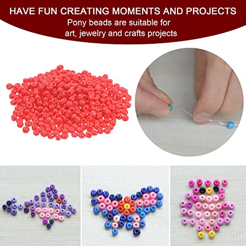 HARFINGTON 2000Pcs Small Glass Beads 6/0 4mm Loose Tiny Round Small Beads for Bracelet Earring Rings Jewelry Making, Red - color: Red