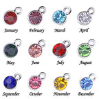 BetterJonny 120 Pieces Crystal Birthstone Charms Beads, 12 Colors Round Crystal Charm with Rings Handmade Jewelry Pendants for Jewelry Necklace Bracelet Earring Making - color: （#A）Silver Round