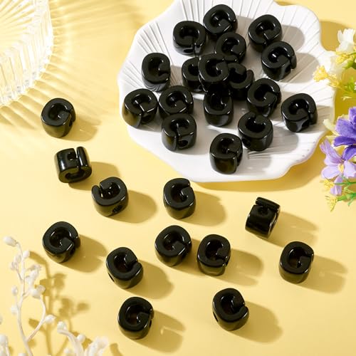 FASHEWELRY 30Pcs Acrylic Letter G Beads with Large Hole Big Plastic Letter Blocks European Beads 3D Letters Chunky Vowel Initial Alphabet Bead for Key Chains Necklace DIY Arts Craft Projects - color: Black, size: G