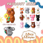 Watersay 12 Pcs 3D Silicone Focal Beads Pens Beads Bulk for Beadable Keychain DIY Crafts Necklace Bracelet Phone Chain Charms Jewelry Making (Animals B) - style: Animals B