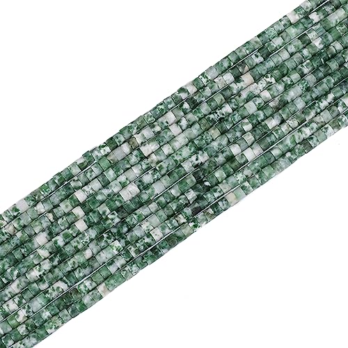 BEADIA Natural African Jade Short Cylinder Beads 2x3mm 155pcs Tube Loose Semi Gemstone Beads for Jewelry Making Design - color: African Jade