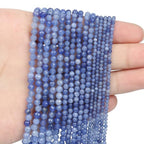 3mm 120pcs Natural Blue Aventurine Stone Beads, Songxi Small Faceted Round Loose Gemstone for Jewelry Making, DIY Art and Craft, Bracelet Necklace (1 Strand) - color: Blue Aventurine, size: 2.8-3.3mm