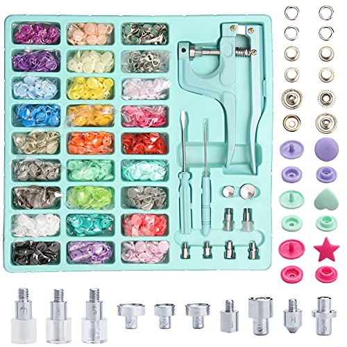 LYNDA Plastic and Metal Snap Buttons with Snaps Pliers Set,300 Sets Plastic and Metal Snap Buttons for Sewing and Crafting (Green) - color: Green
