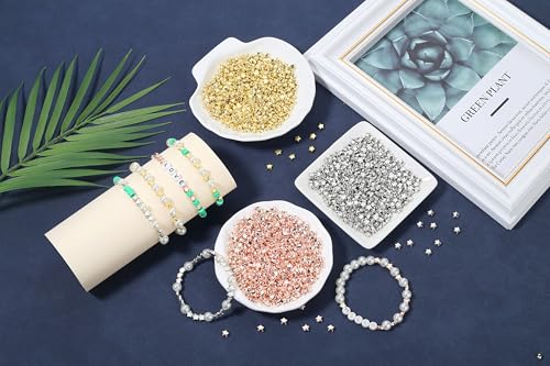 XIANNVXI 500Pcs Star Spacer Beads for Jewelry Making - Smooth Loose Beads for DIY Bracelets, Necklaces & Earrings (Gold, Silver, Rose Gold) - color: Star 3 colors