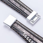 FANCY SHINY Mothers Day Gifts Boho Leather Wrap Bracelet Stackable Infinity Chunky Cuff Bracelets Western Hippie Outfits Jewelry Valentine Gifts for Women - color: Grey