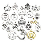 100g(80pcs) Craft Supplies Antique Silver Yoga OM Lotus Flower Charms for Jewelry Making Crafting Findings Accessory for DIY Necklace Bracelet (M294) - color: M294