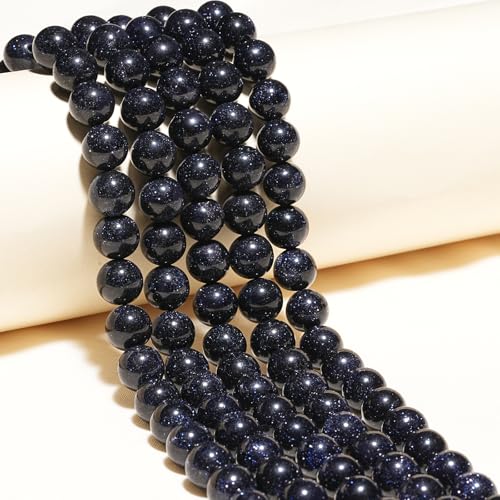 10mm Natural Blue Sandstone Gemstone Beads Polished Round Smooth Stone Beads for Bracelets Jewelry Making 15inch Loose Beads - color: Blue Sandstone, size: 10mm