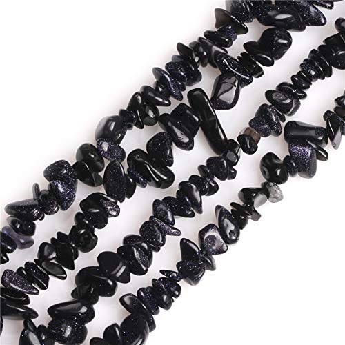 GEM-Inside Aventurine Chips Natural 7-8MM Gemstone for Bracelet Necklace Earrings Jewelry Making Crafts Design Wholesale Loose Beads 34" - color: Blue Sandstone
