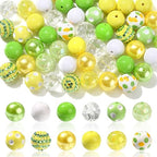 DanLingJewelry 50Pcs 20mm Lemon Round Bubblegum Beads Yellow Green Spacer Beads Acrylic Lemon Beads for Summer Jewelry Making - color: 50pcs - lemon