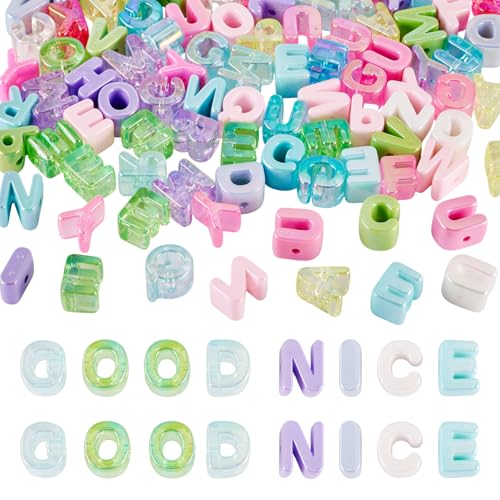 Cheriswelry 100Pcs Acrylic Letter Beads Bracelet Bead Colorful Alphabet A-Z Plastic Loose Spacer Beads 20x14mm for DIY Necklace Keychain Lanyard Making Craft Hole: 3.5mm - color: Mixed Color*3