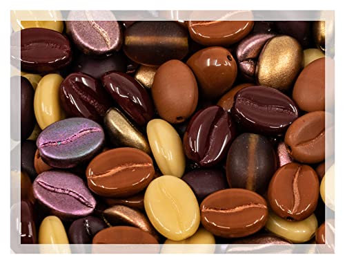 40+ Glass Coffee Bean Beads (0.9oz=25g) Czech Republic, 0.43 inch (11mm) Mix for Jewelry Making Decorations - color: Coffee Mix (small pack)
