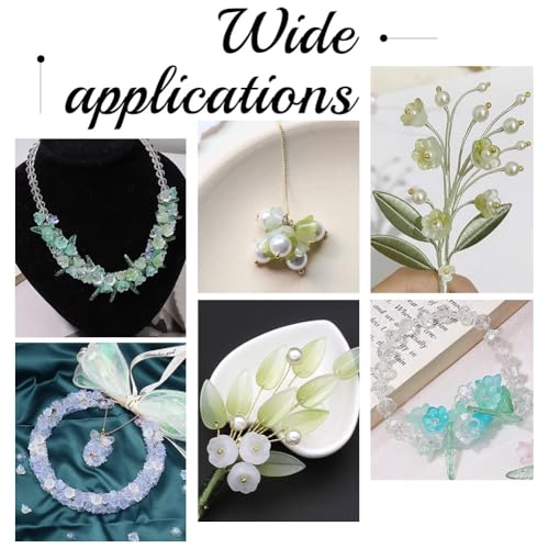 NBEADS 240 Pcs Glass Bell Flower Beads Kits, Lily Flower Glass Beads Leaf Shape Acrylic Beads for DIY Jewelry Making Beading Projects Bracelets Necklaces Earrings, Hole: 1.4mm - color: Mixed Color
