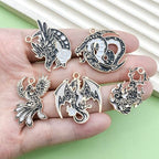 Sailanzi 12pcs Alloy enamel black Gothic style animal flying dragon fox series Pendant Jewelry Making DIY Keychain Earrings Pendant Various Design Charms for Jewelry Making Bracelets Necklace (SN981) - color: SN981