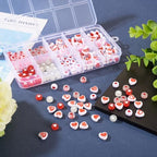 Beadthoven 200pcs Valentine's Day Heart Acrylic Beads - 7mm Flat Round Disc Red Heart Shaped Beads Spacers Bulk for Jewelry Making - color: Red