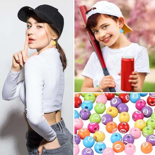 100pcs Billiard Beads with 5.5 Yard Elastic Rope,Acrylic Sports Beads DIY Spacer Bead for Necklace Bracelet Keychains Handmade Jewelry Making Accessories Craft Supplies,12mm (Billiard) - color: Billiard
