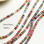 Natural Mulitcolor Rondelle Beads Natural Stone Disk Beads Loose Gemstone Spacer Bead for DIY Bracelet Necklace Jewelry Making（4 * 2mm 1 Strand 150pcs Mix02） - color: Mix02
