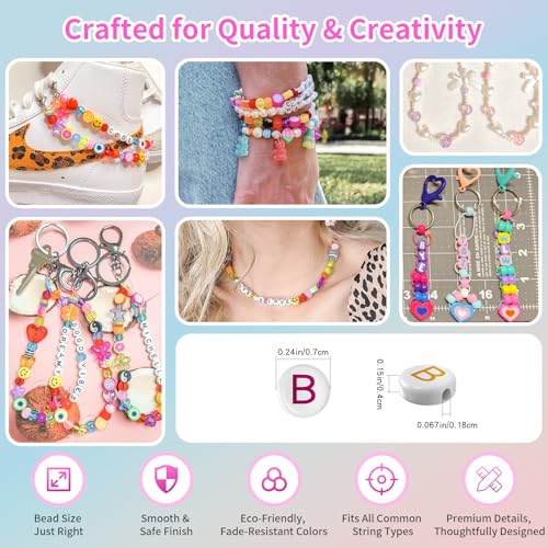 Acrylic Letter Beads 4mm Flat Round, 6mm Square - Beads for Making Friendship Bracelet or Necklace (26 Pieces of Flat Round White with Green) - color: 26 pieces of flat round white with green
