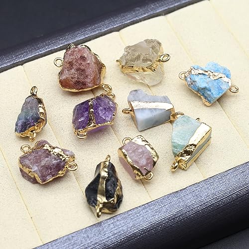 8pcs Natural Stone Pendant Irregular Shape Healing Crystals Stone Charms For Jewelry Making DIY Necklaces