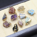 8pcs Natural Stone Pendant Irregular Shape Healing Crystals Stone Charms For Jewelry Making DIY Necklaces